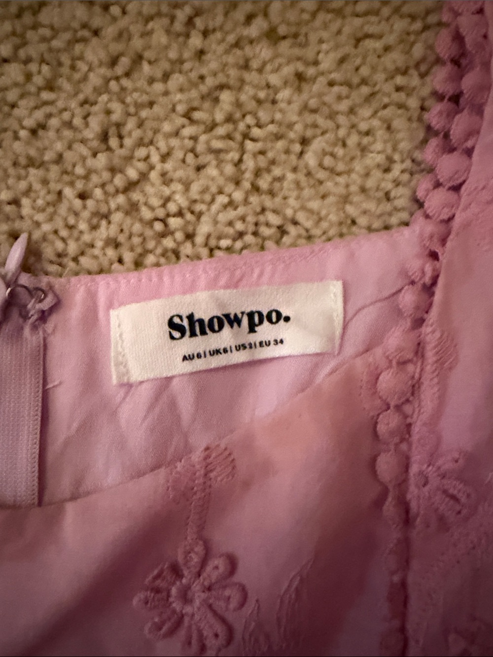 Showpo Pink Eyelet Mini Dress with Ruffle Hem - Picture 2 of 5